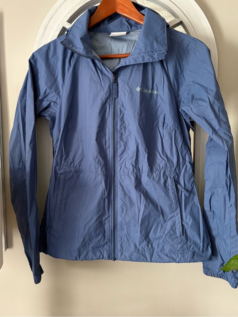 Columbia XSmall Womens slate Blue Windbreaker Rain
 Hood Lightweight
